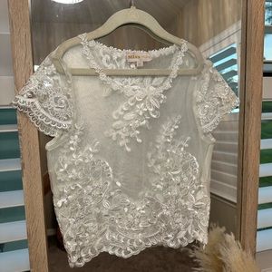 White Lace Cropped Top
